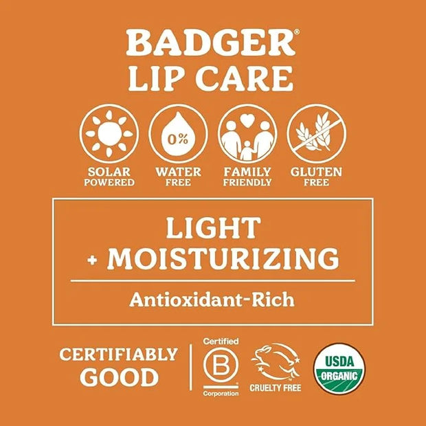 Badger Highland Mint Classic Lip Balm, 100% Organic Balm Long Lasting Lip Moisturizer w/Light Silky Texture, Refreshing, I...