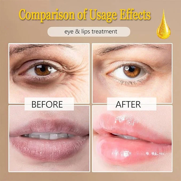 30 Pairs 24K Gold Eye Masks & Lip Masks,Crystal Collagen Eye Patches for Puffy Eyes, Effectively Moisturizing Lip & Eye Sk...
