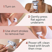 Finishing Touch Flawless Underarm Hair Removal Electric Razor Device, Designed to Shave and Contour Womens Sensitive Under...
