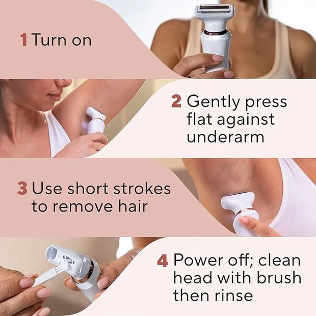 Finishing Touch Flawless Underarm Hair Removal Electric Razor Device, Designed to Shave and Contour Womens Sensitive Under...