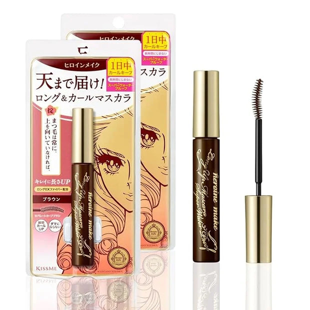 HEROINE MAKE by KISSME Mascara Duo Set | 2 Full-Size - Long & Curl Up | Waterproof Mascara Brown, Lengthening & Volume Fib...