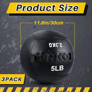 3 Pcs Soft Wall Ball Medicine Ball Set 5, 10 10 and 15 Lbs - Product Image