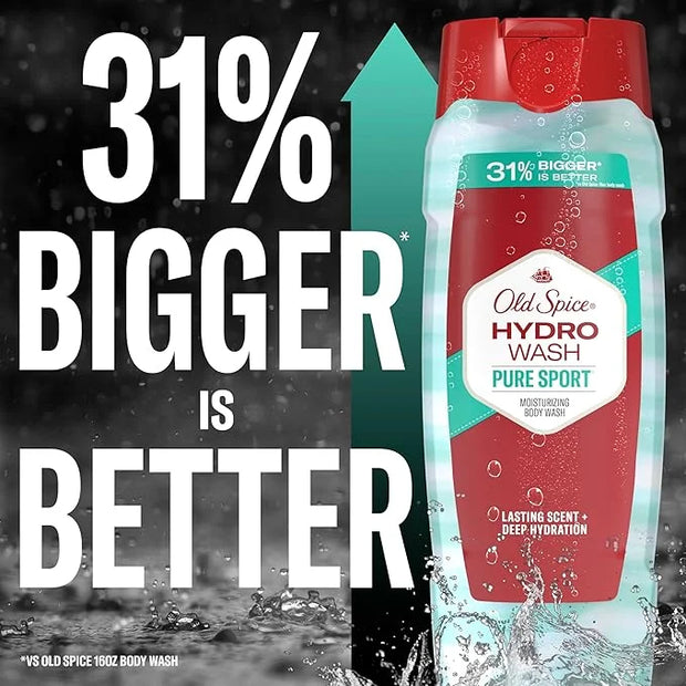 Old Spice Moisturizing Body Wash for Men, Hydro Wash, 2-in-1 Long Lasting Scent & Deep Hydration, 24/7 Shower Fresh, Pure ...