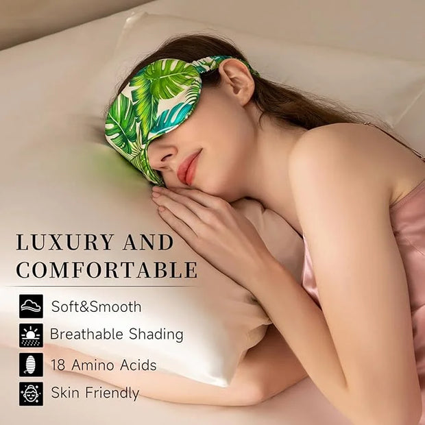 THXSILK Sleep Mask 100% 19 Momme Pure Mulberry Silk Super Smooth Cooling Decorative Sleep Eye Mask Blackout Eye Cover with...