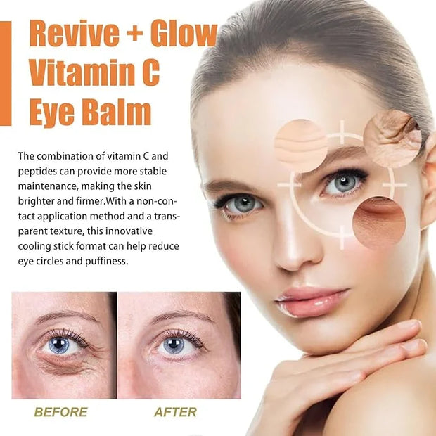 3Pcs Revive Glow Vitamin C Eye Balm, Hydrating Eye Cream, Glow Eye Balm Stick, Brightening and Reducing Dark Circle, Reduc...