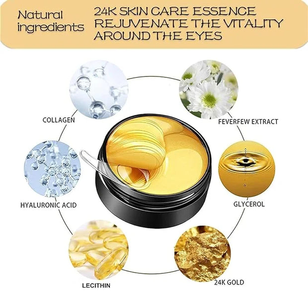 Under Eye Patches, 24K Gold Eye Mask, Eye Patches for Puffy Eyes and Dark Circles Reduce Eye Bags Fine Lines Smooth Wrinkl...