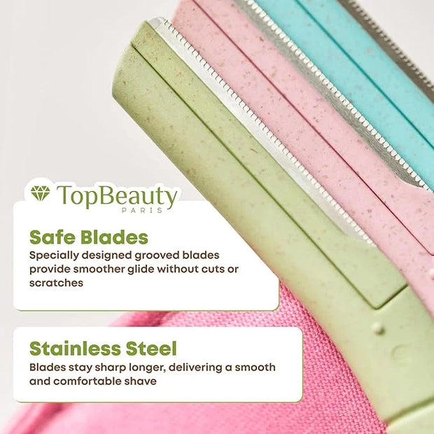 Paris Women Facial Eco Razors - 3 pcs per pack - Wheat Straw Eyebrow Razors - Multipurpose Facial Body Hair Peach Fuzz Rem...
