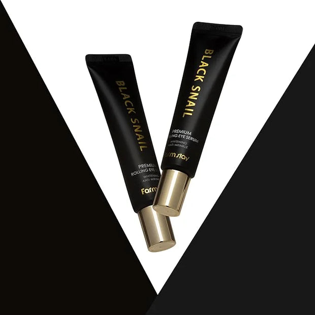 Farmstay Black Snail Premium Rolling Eye Serum - Eye Serum for Dark Circles and Puffiness - Snail Mucin for Improved Colla...