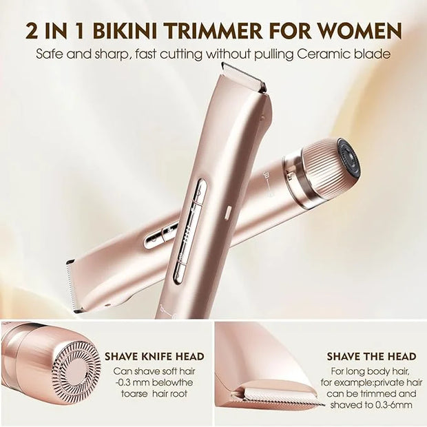 2025 New 2-in-1 Electric Shaver & Bikini Trimmer for Women & Womens Electric Razor, IPX7 Waterproof Wet&Dry Body Hair Remo...
