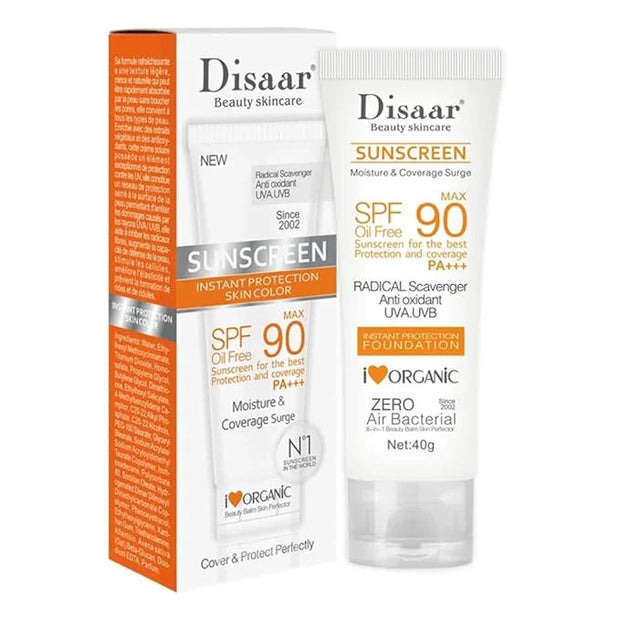SPF 90 Sunscreen Instant Protection UVA UVB Foundation PA+++ Oil Free Sunblock Cover Protect Perfectly Moisturizing Covera...