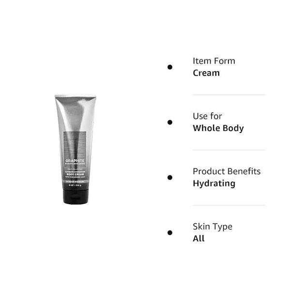 Bath and Body Works Men's Collection Ultimate Hydration Ultra Shea Body Cream 8 Oz 2 Pack (Graphite) - Product Image
