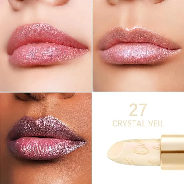 Oulac Metallic Light Pink & Sheer Lipstick Set - 2PCS Vegan Lightweight Hydrating Formula with High Impact Lip Color for F...