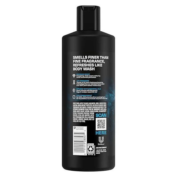 AXE Fine Fragrance Collection Body Wash For Men Aqua Bergamot 4 Count 12h Refreshing Scent Shower Gel Infused with Bergamo...