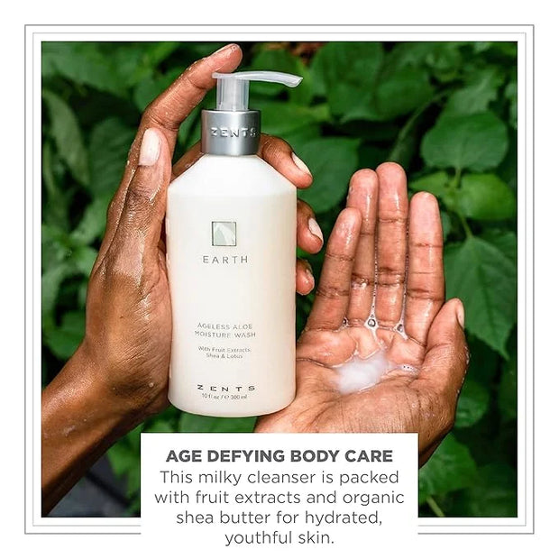 Zents Moisturizing & Cleansing Skincare Set (Earth Fragrance) | Probiotic Lotion & Body Wash with Organic Shea Butter & Al...