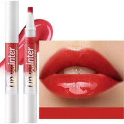 2 in 1 Red lip gloss Lip Plumper Gloss Tinted Glitter Shimmer Lipgloss Lipstick Moisturizing High Shine And Vegan Plumping...