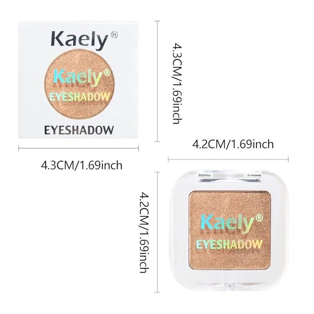 Kaely Pressed Single Eyeshadow Makeup, Golden Shimmer Highly Pigmented Monochrome Eye Shadow Palette, Waterproof Neutral P...