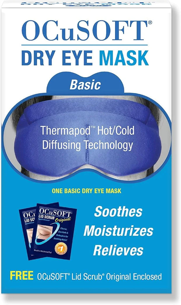 OCuSOFT Lid Scrub Allergy & Dry Eye Mask Bundle - Soothes Red, Irritated Eyelids - Pre-Moistened Eyelid Cleanser Pads & Re...