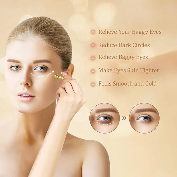 LISAPACK 4 Pack Metal Eye Cream Applicator, Eye Serum Roller Ball Massager Stick for Reduce Depuffer, Massage (Silver&Gold...