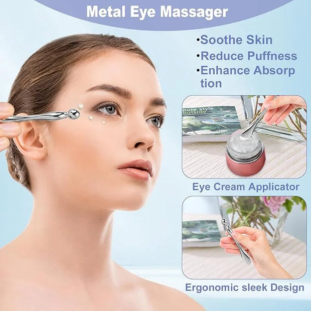 Reusable Eye Patches, 2 Pairs Silicone Under Eye Patches for Fine Lines & Dark Circles with Metal Eye Cream Applicator, Vi...