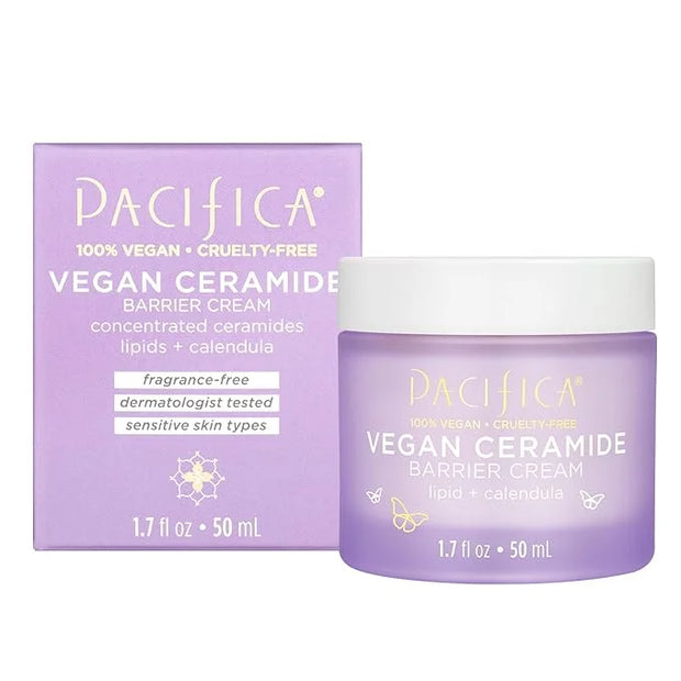 Pacifica Face Cream - Vegan Ceramide Barrier Cream w/Niacinamide & Shea Butter - Hydrating Daily Face Moisturizer Fragranc...