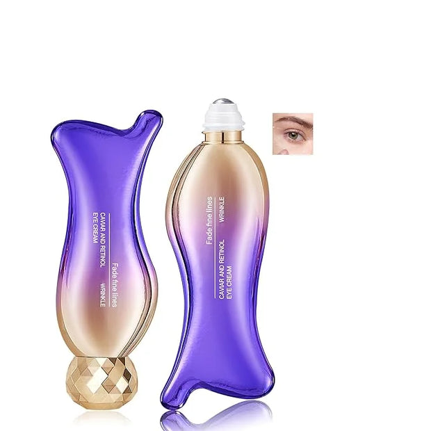 Caviar+Retinol Eye Cream for Wrinkles, 360° Massage Under Eye Cream Face and Eye Serum Firming and Lifting, Instant Hydrat...