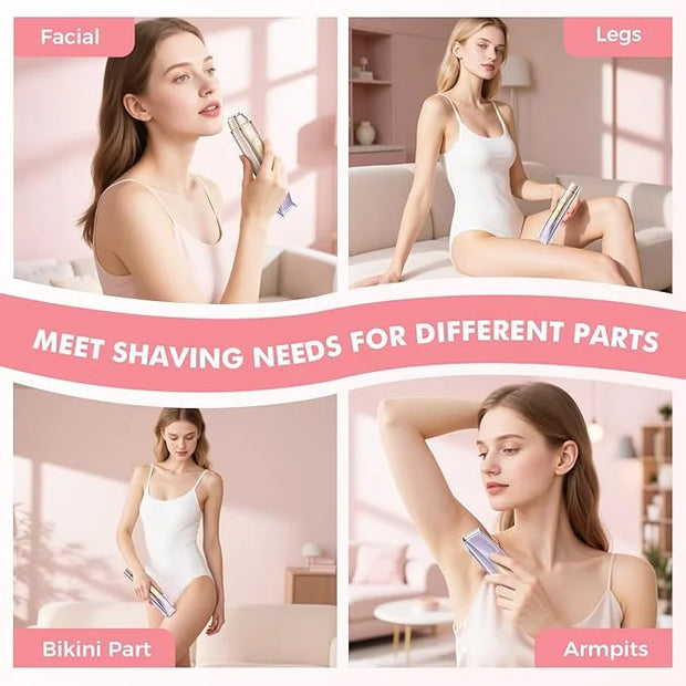2 in 1 Bikini Trimmer for Women, Dual Head Electric Razor, IPX7 Waterproof Wet/Dry Use Women Electric Shaver, Painless Bod...