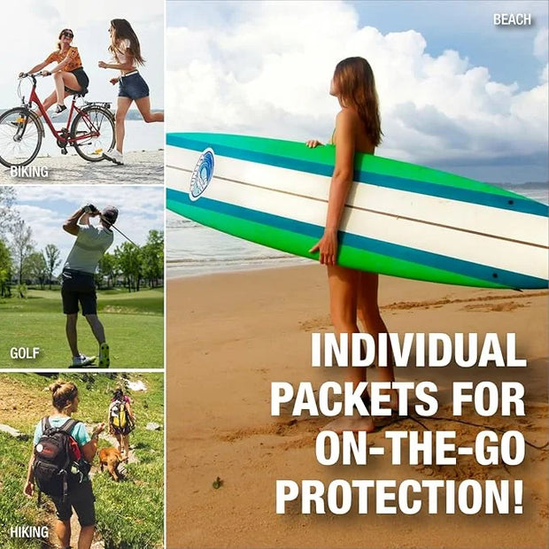 Sun X 50 SPF Individual Sunscreen Packets Travel Size - 50 Pack Fishbowl of Paraben, Oxybenzone, & White Cast Free Broad S...