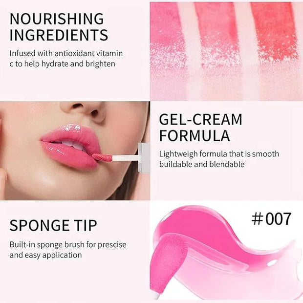 Hydrating Lip Glow Oil, Lip Oil Gloss Transparent Toot Tinted Nourishing Long Lasting Repairing Lightening Lip Lines (RASP...