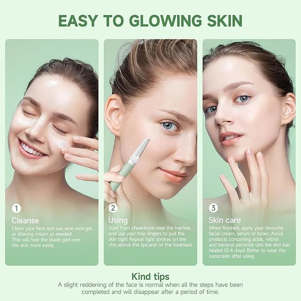Dermaplane Razor - Facial Hair Removal Tool with 8 Refill Blades, Exfoliating Dermaplaning Tool for Face, Eyebrow Razor wi...