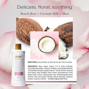 RAW SUGAR Simply Body Wash, Beach Rose + Coconut Milk + Shea (25 Fl Oz, Pack of 3) Sensitive Skin Bath Soap, Formulated wi...