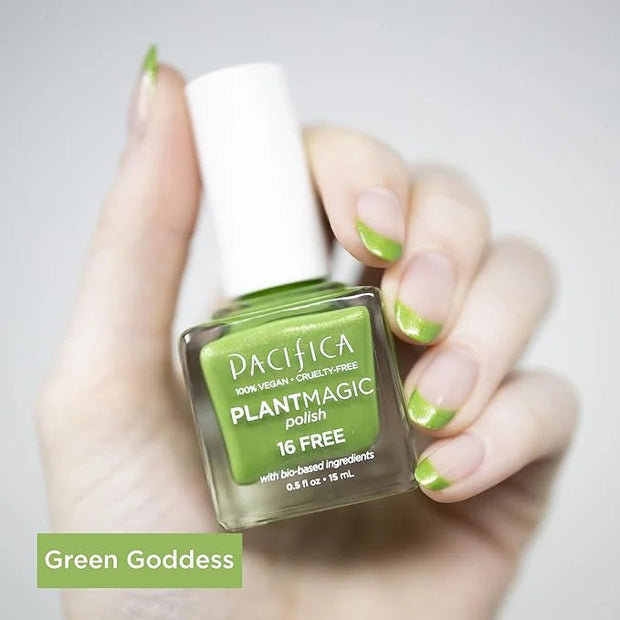 Pacifica Natural Nail Polish – Plant Magic Glitter Green Polish - Plant Based, Non-Toxic & Clinically Tested - Lasting Col...