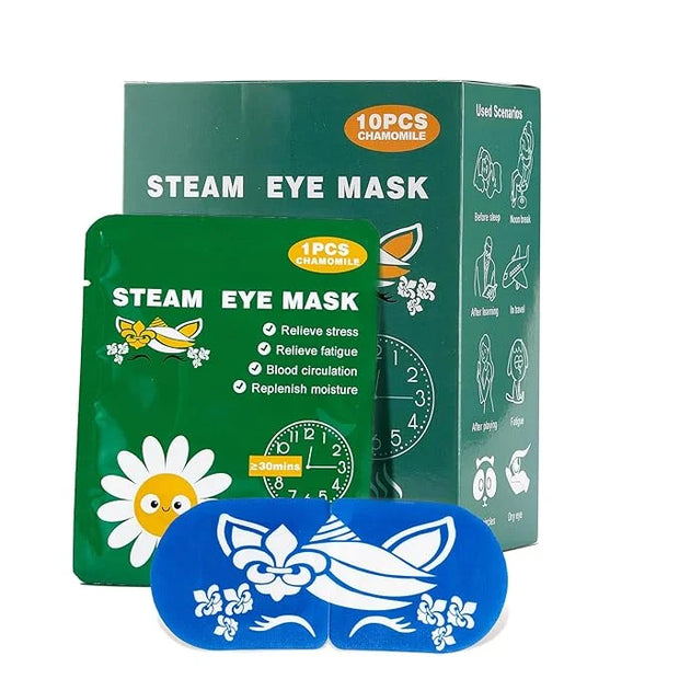 steam Eye mask for Dry Eyes,self-Heating Eye mask for Sleeping,SPA,Relief Stress and Eye Fatigue (10 pcs, Chamomile) - Pro...