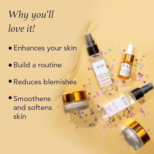 Quick Glow Kit, Hydrating Essence Toner, Exfoliating Face Cleanser, 24K Gold Face Elixir, Face Gel Serum, Face & Body Tone...