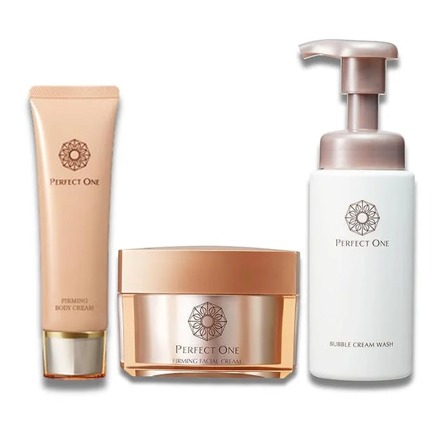 Perfect One Japanese Skincare Trio: Niacinamide, Collagen & Hyaluronic Acid Set - Firming Facial Cream, Firming Body Cream...