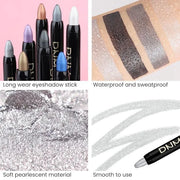 Kaely 4Pcs Smokey Eyeshadow Stick Set for Eyes,Pearl white Dazzling grey Pearl black Silver,Eye Brightener Makeup Pen,Wate...