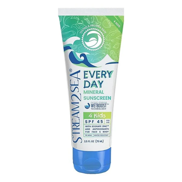 SPF 45 Every Day Kids Mineral Sunscreen | 2.5 Fl Oz Biodegradable, Paraben Free & Reef Safe Sunscreen for Face & Body for ...