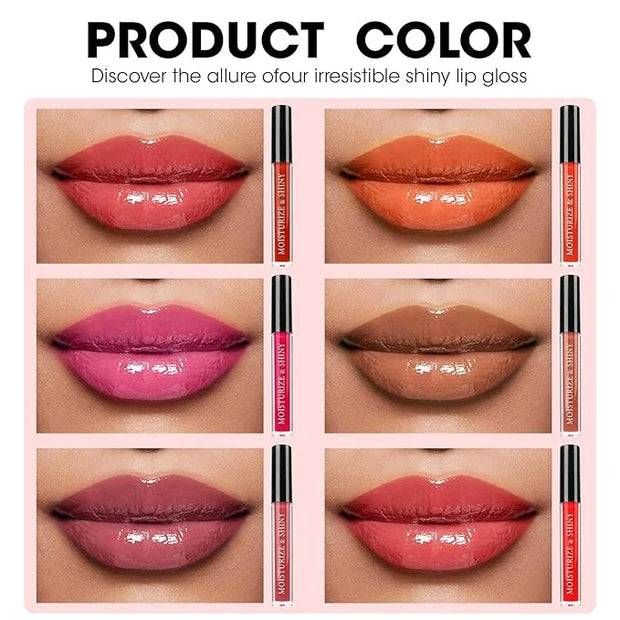 AZEN 6 Pack Lip Gloss Bulk Set, Shimmery Lip Gloss for Women and Girls With Rich Varied Colors - Product Image