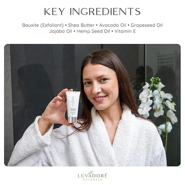 Microdermabrasion Facial Scrub – Skin Polishing Exfoliating Face Scrub – Gentle Face Exfoliator with Shea Butter, Vitamin ...