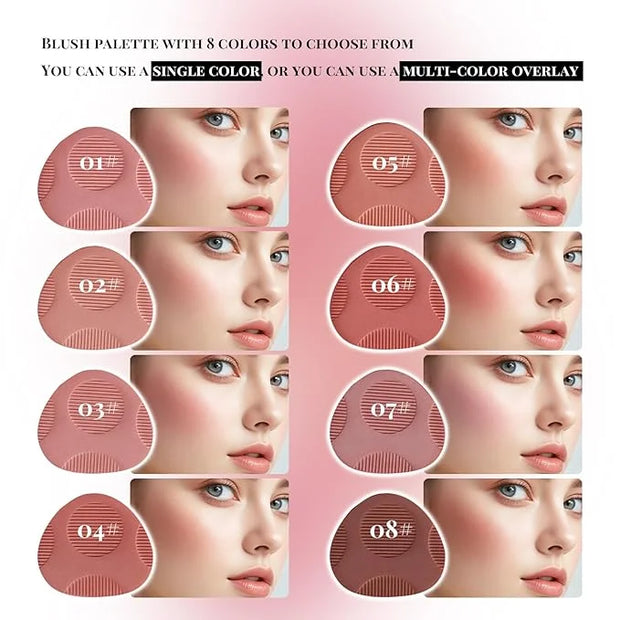 8 Colors Blush Palette, Smooth Blendable Powder Blush, Buildable Facial Cheek Blusher, Matte Blush Palette Makeup For Wome...