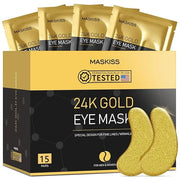 24k Gold Under Eye Patches (15 Pairs), eye mask, Collagen Skin Care Products, Eye Patches for Puffy Eyes, eye masks for da...