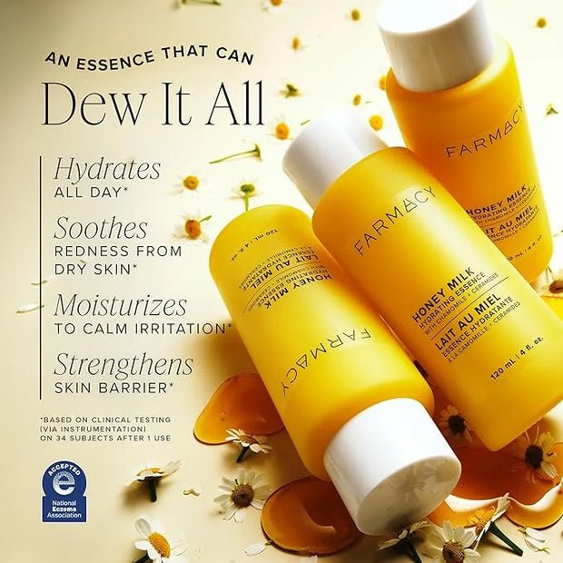 Farmacy Hydrating Essence - Hydrating Honey Milk Toner + Facial Essence to Soothe, Moisturize and Strengthen Skin Barrier ...