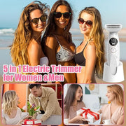5 in 1 Bikini Trimmer for Women, Electric Razors for Women Shaver Cordless Body Pubic Hair Trimmer Waterproof Facial Hair ...