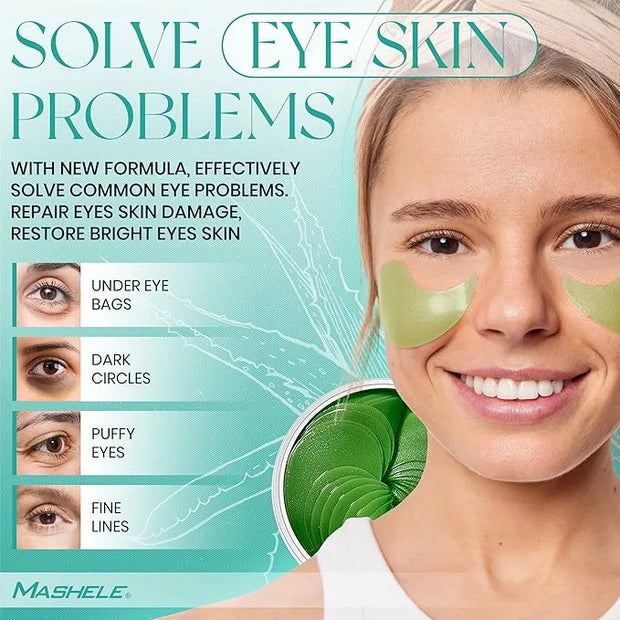 Korean 60pcs Aloe Vera Collagen Under Eye Gel Patches Mask, Treatment for Puffy Eyes, Dark Circles, Anti Wrinkle Pads, Moi...