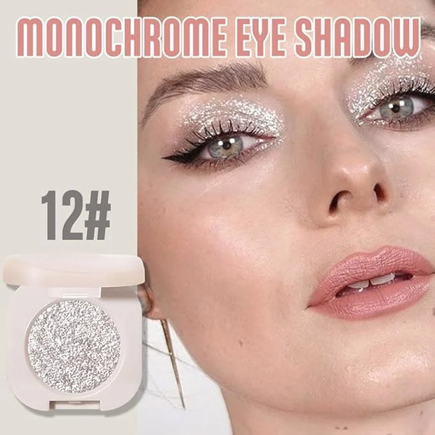 Monochrome Glitter Eyeshadow - Slive Shimmer Eye Shadow, Talc-Free, Paraben-Free, Cruelty-Free, Long-Lasting Single Eyesha...