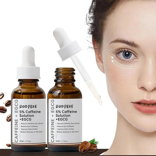 Caffeine Eye Serum With EGCG For Dark Circles and Puffiness, Anti Aging 5% Caffeine Solution For Puffy Eyes, Fine Lines, M...