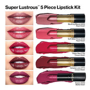 Revlon Super Lustrous 5-Piece Lipstick Gift Set, High Impact, Moisturizing, 460 Blushing Mauve & 430 Soft Silver Rose (Pea...