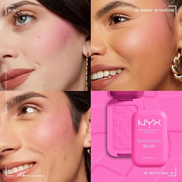 NYX PROFESSIONAL MAKEUP Buttermelt Powder Blush, Fade and Transfer-Resistant Blush, Up to 12HR Make Up Wear, Vegan Formula...