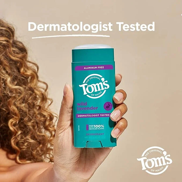 Tom's of Maine Wild Lavender Aluminum Free Natural Deodorant For Women & Men | Goes on Clear | Odor & Wetness Protection |...