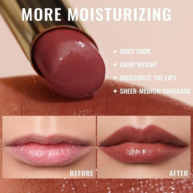 Oulac Moisturizing Shine Red Lipstick for Women, 2 in 1 Tinted Lip Balm for Winter, Hydrated Juicy and Glossy Lip Color fo...