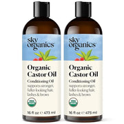 Sky Organics - Castor Oil Organic - Volumizing Hair Oil - Scalp, Lashes, Brows - Pure Castor Oil Cold Pressed - Natural Co...